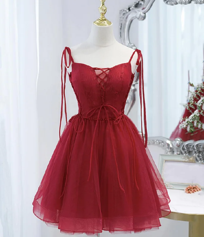 Homecoming Dresses,tulle lace-up short prom dress party dress,DP24562