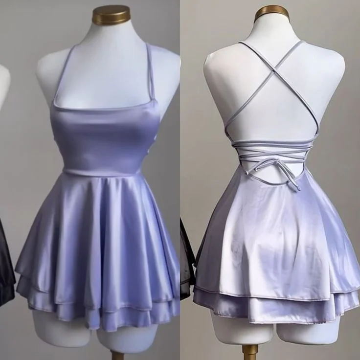 Light Lilac A-Line Simple Cute Homecoming Dress Mini Party Dress, DP3241