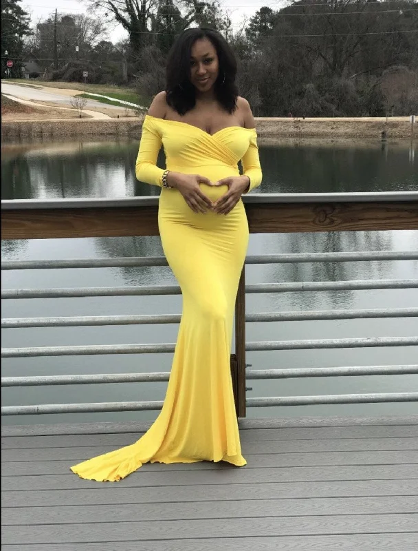 Maternity dress, Baby shower dress, Yellow maternity dress for photoshoot,romantic maternity dress,DS5100