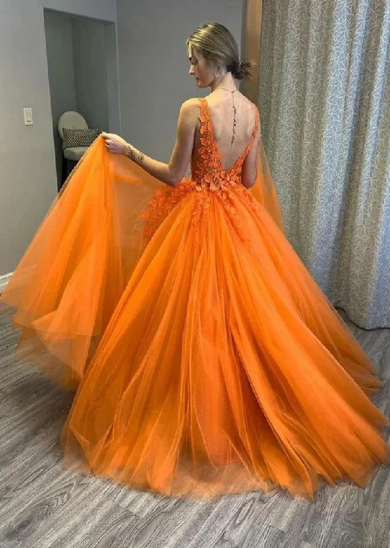 Orange Prom Dress For Girl Custom Made Evening Party Dress Formal Prom Dresses,DP0131