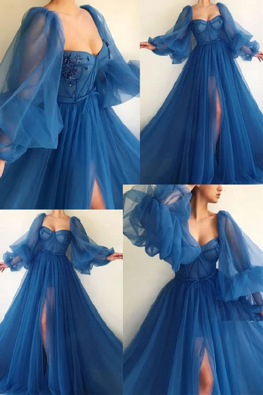 Puff Sleeve Prom Dresses,DS4871