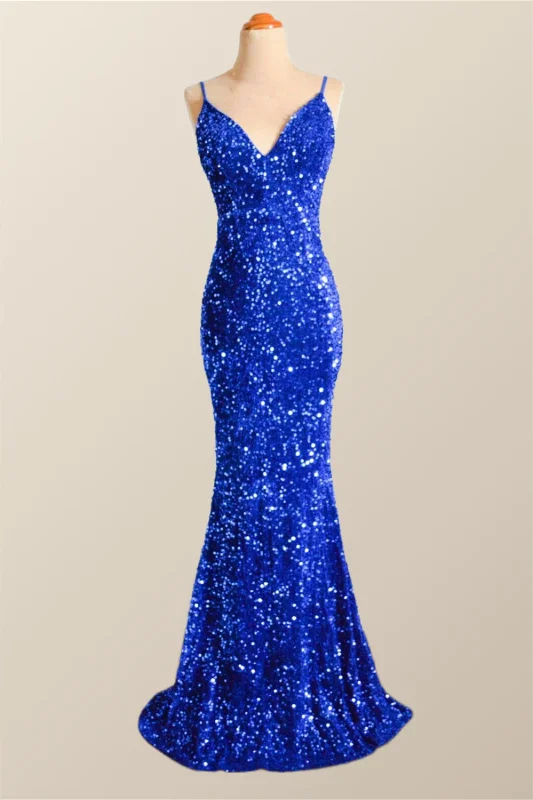 Sparkle Royal Blue Sequin Mermaid Prom Dress