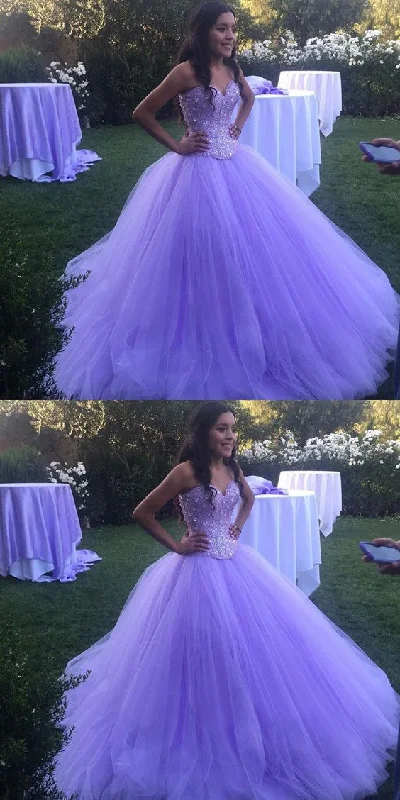 Sparkly Sweetheart Lavender Tulle Ball Gown Quinceanera Dresses Prom Dresses,DP312