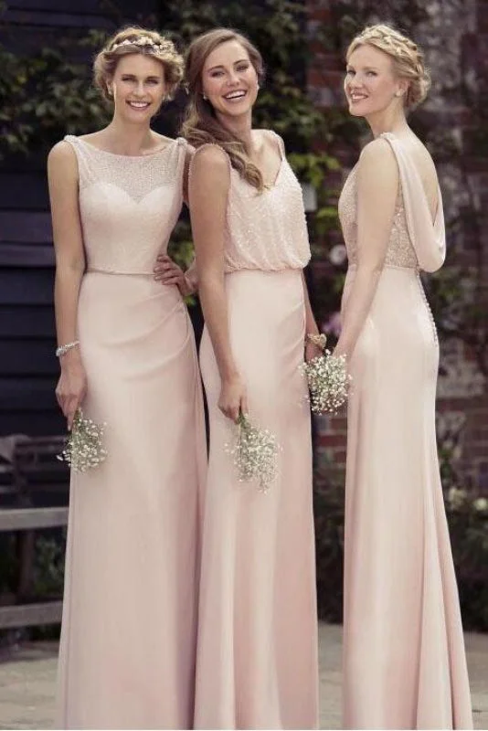 A-line/Princess Sexy Chiffon Bridesmaid Dresses Long Prom Dress