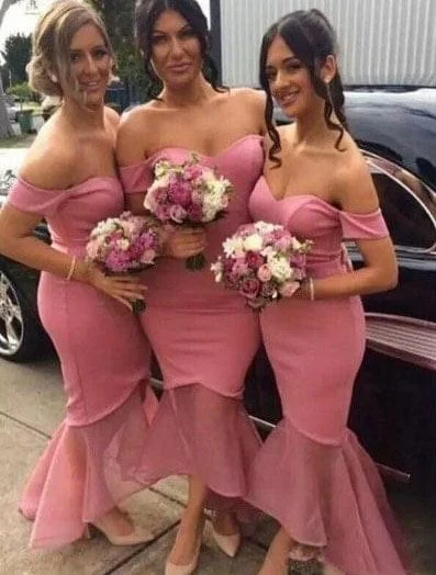 Ankle Legnth Off the Shoulder Mermaid Bridesmaid Dresses