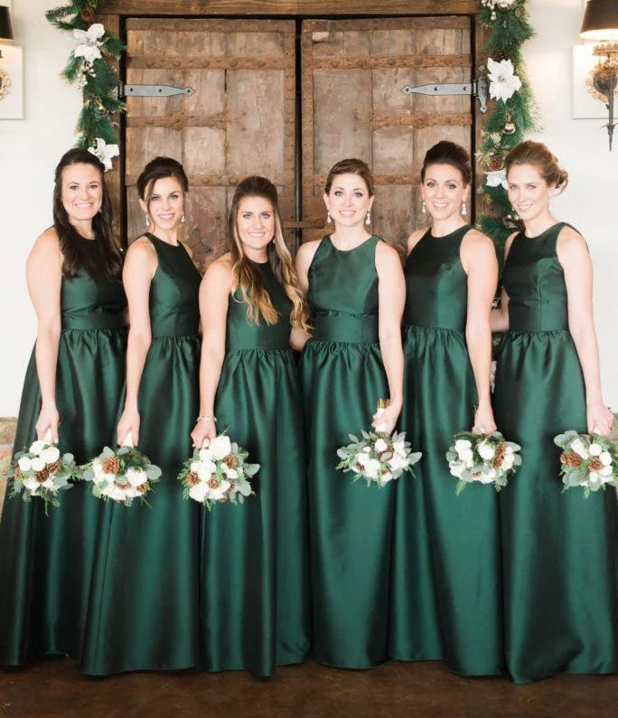 Elegant Dark Green Long Bridesmaid Dresses for Wedding Party