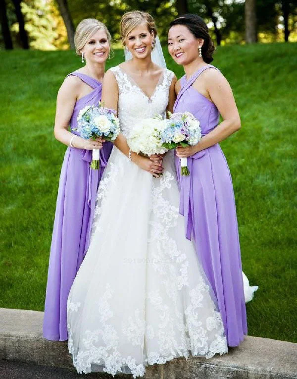 Halter Long Bridesmaid Dresses with Bowknot on Waist