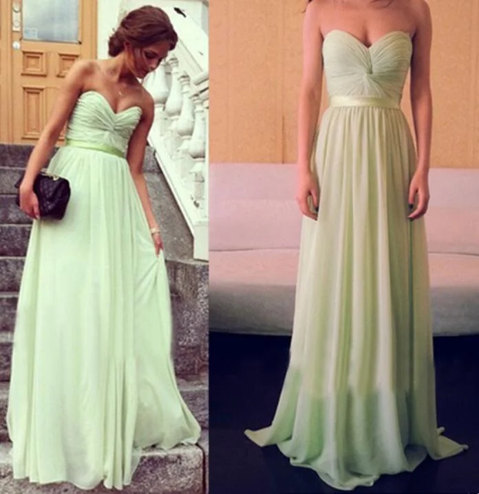 Sweetheart Chiffon Long Bridesmaid Dresses Under 100