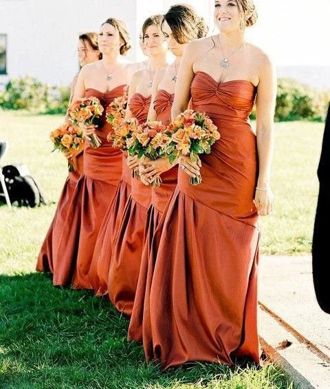 Sweetheart Mermaid Burnt Orange Bridesmaid Dresses for Wedding