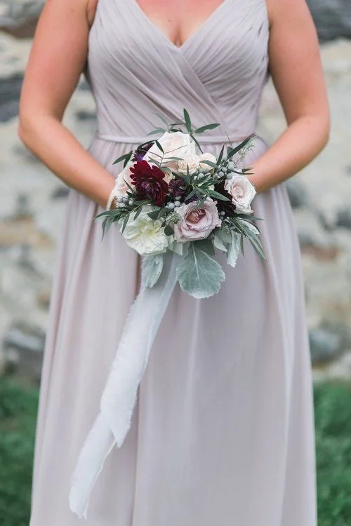 V Neck Plus Size Bridesmaid Dresses Under 100