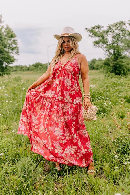 Beachside Bliss Maxi Dress in Red Curves