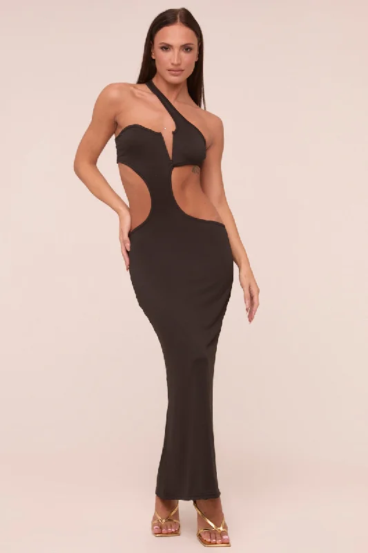 Black Cut Out Detail Bandeau Maxi Dress - Valerie