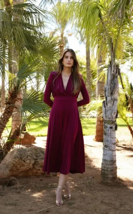 Cayro - Nicole Midi Dress in Burgundy