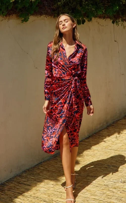 Dress Forum- Floral Print Shirt Midi Dress