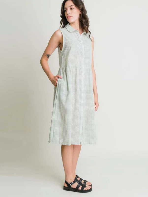 Matilda Cotton & Linen Midi Dress | Mint Check