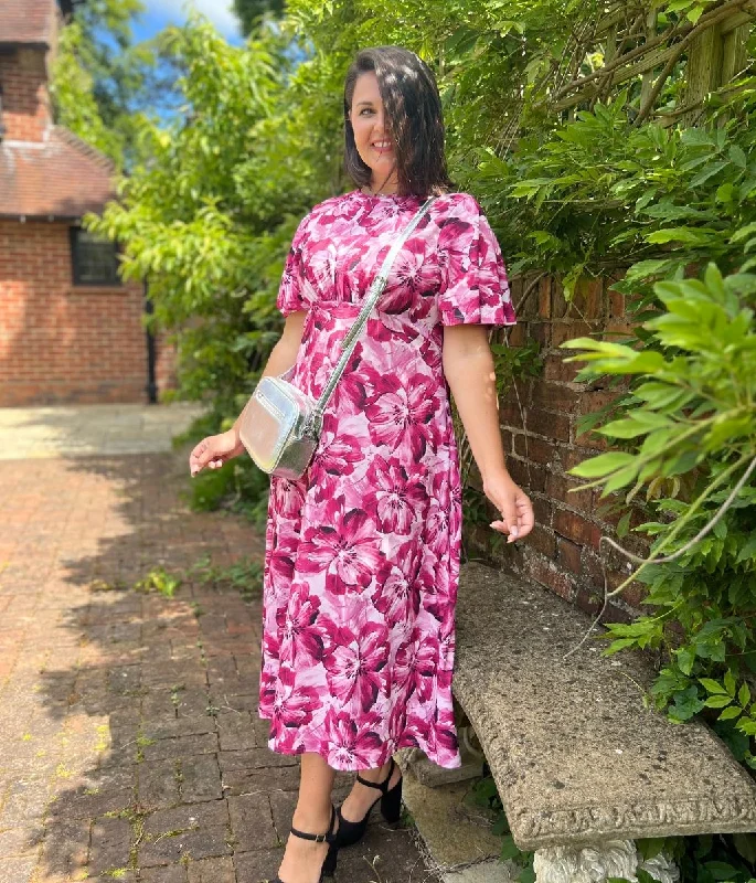 Pink Floral Kate Midi Dress