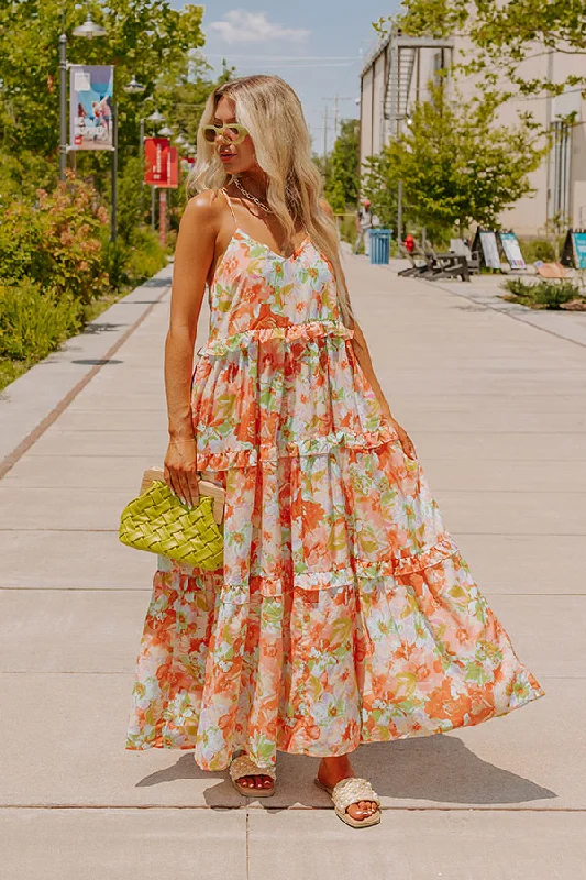 Tropical Shoreline Ruffle Maxi