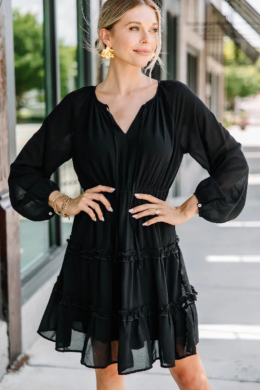 All For Fun Black Ruffled Dress