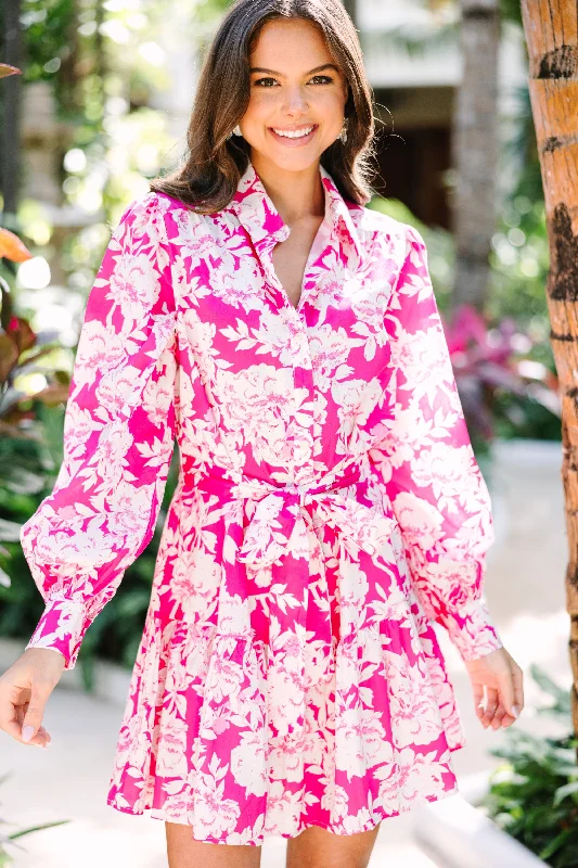 All Love Fuchsia Pink Floral Dress