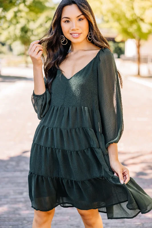 Before You Know It Hunter Green Tiered Dress