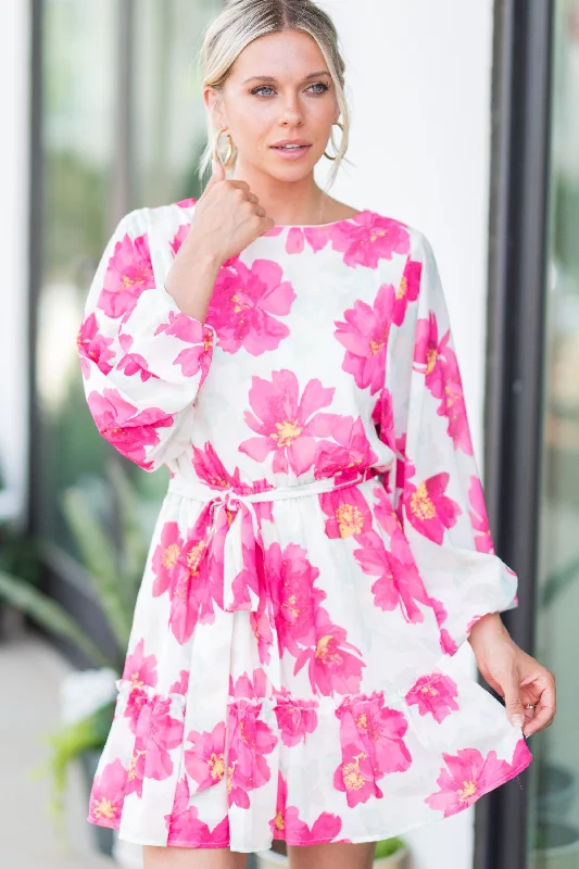 Build You Up Fuchsia Pink Floral Dress