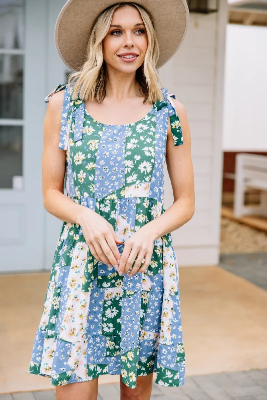 Can't Wait Green Mixed Print Sundress