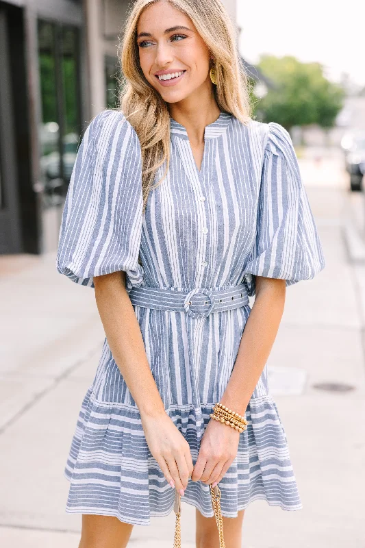 Catch A Smile Navy Stripe Mini Dress