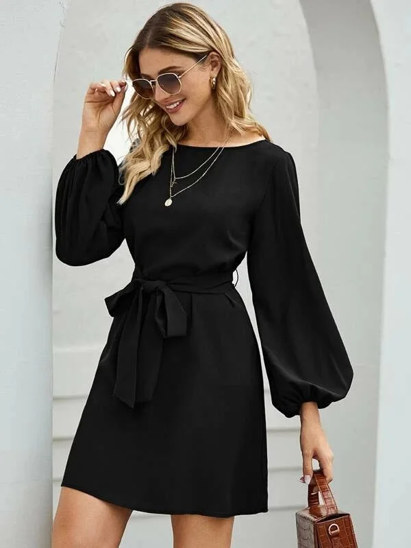 Elevated Casual Sweatshirt Tie Dress