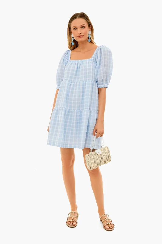 Light Blue Gingham Gretta Mini Dress