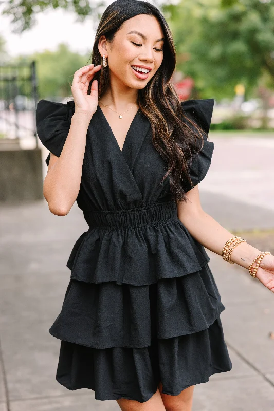 Looking For Love Black Ruffled Dress