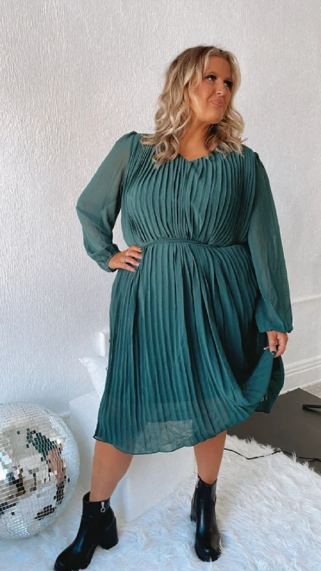 Main Event Long Sleeve Midi Dress, Sea Green