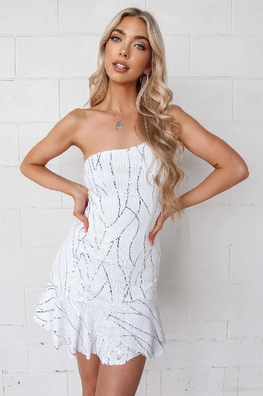 Stellar Sequin Dress - White