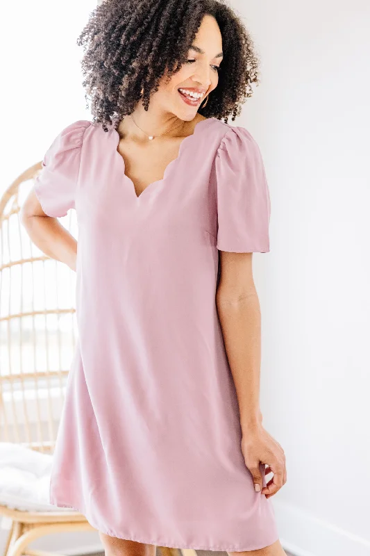 Thankful Memories Mauve Pink Shift Dress