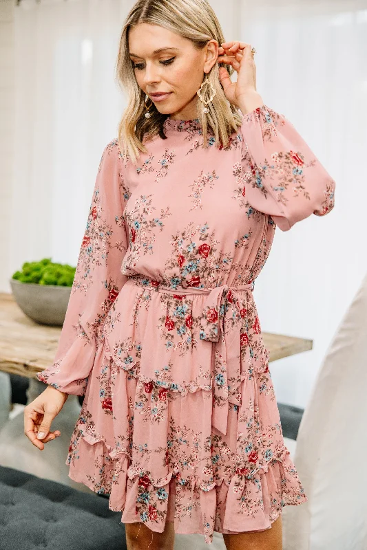 What's Ahead Mauve Pink Floral Dress