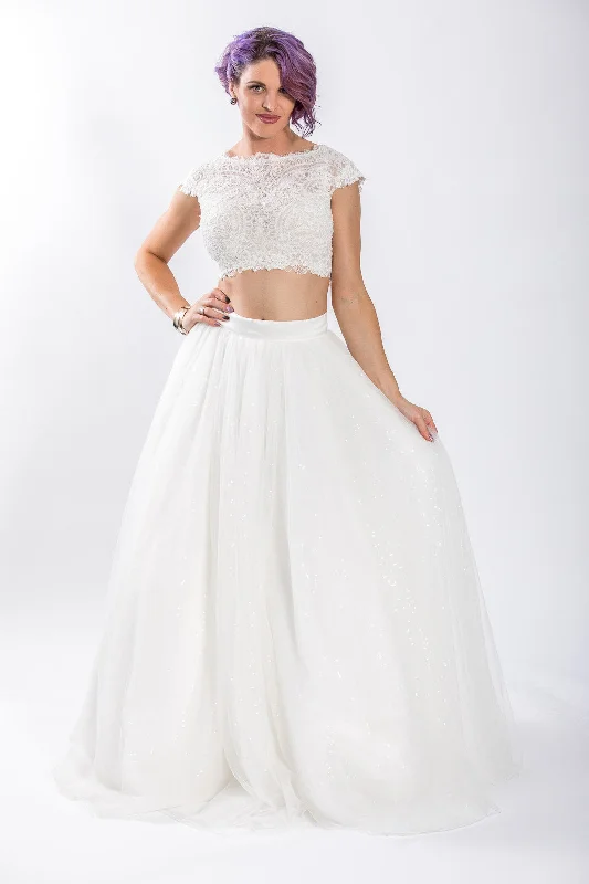 Tulle Ball Gown Skirt with Sequin Underlay - #1182A