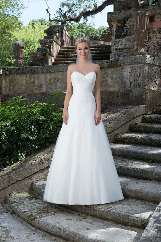 Sweetheart Strapless Soft Tulle with Beading Wedding Dresses Online - #3895