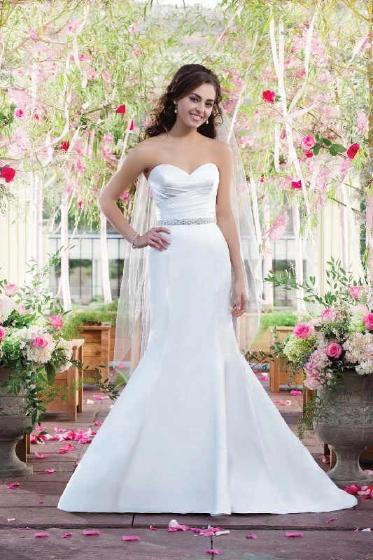 Satin Fit & Flair Strapless Wedding Dresses Online - #6045