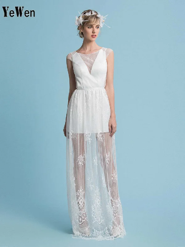 Bohemian Minimalist Wedding Dress with Removable Skirt