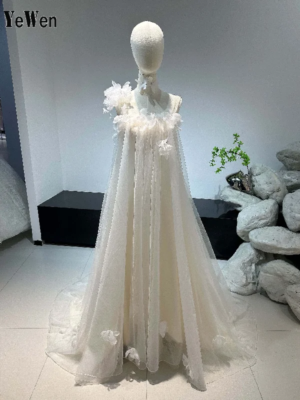 Bohemian Wedding Dresses Sleeveless A-Line Beach With Handmade Flower Bride Dress YW0832