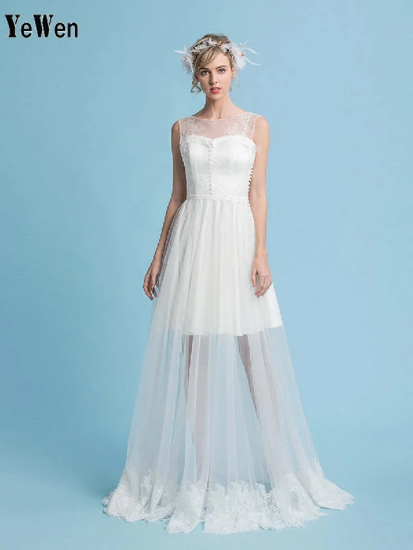 Off White Bohemian Bridal Gown Minimalist Boho Beach Wedding Dress