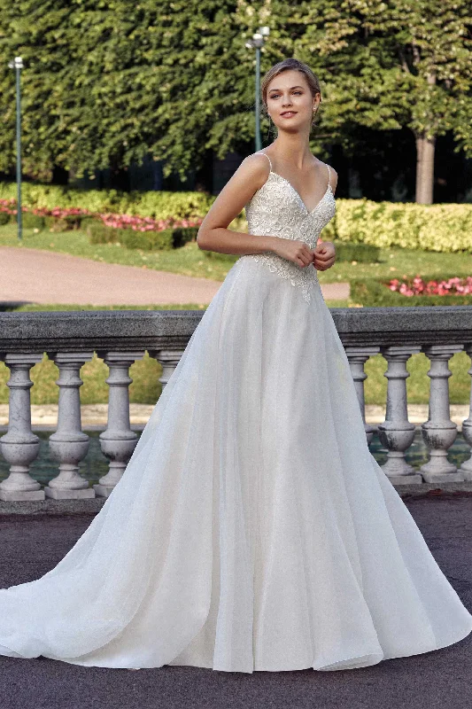 Whimsical A line Organza Wedding Gown - #44139