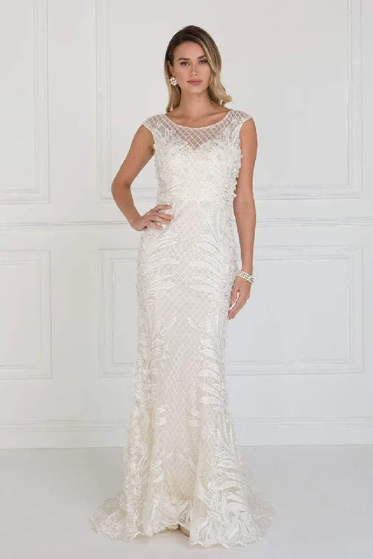 Elizabeth K Bridal - GL1534 Cap Sleeve Foliage Ornate Lattice Mermaid Gown