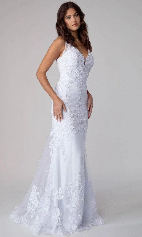 Eureka Fashion 9130 - Sleeveless Deep V-neck Bridal Dress