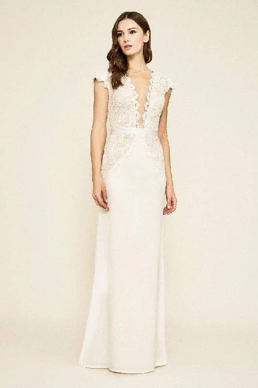 Tadashi Shoji - Basilah V-Neck Crepe Gown