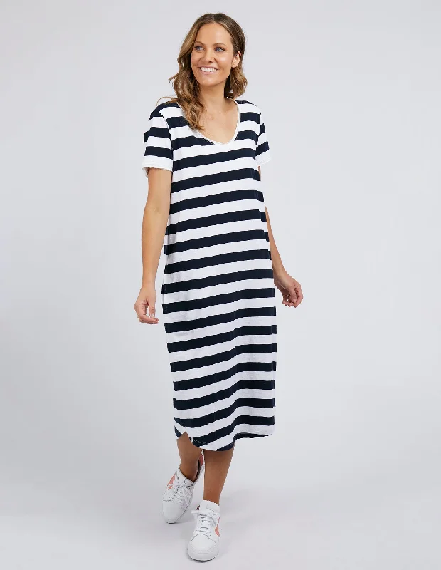 Elm Maeve Midi Dress Navy Stripe