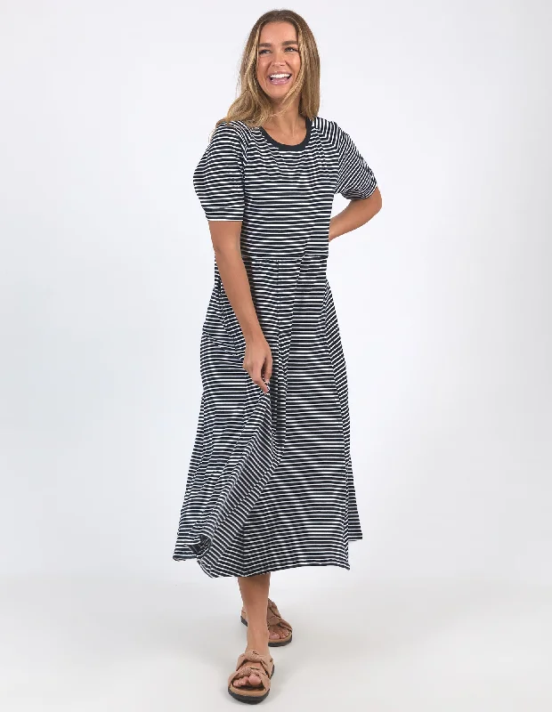 Elm York Midi Dress Stripe Navy/White Stripe