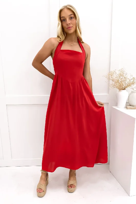 Elsie Midi Dress Red