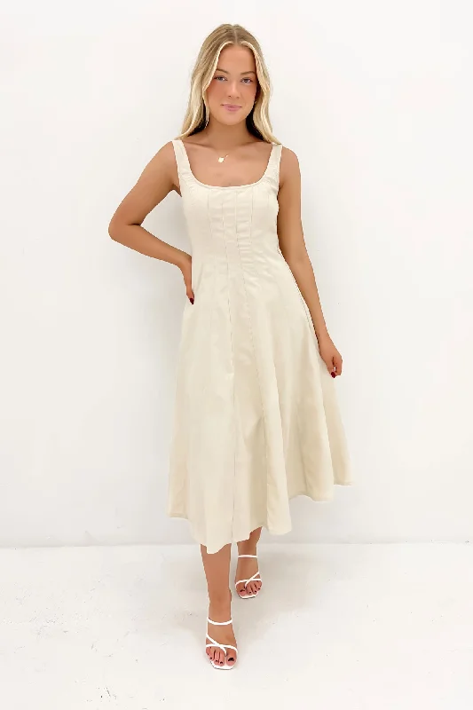 Evan Midi Dress Beige