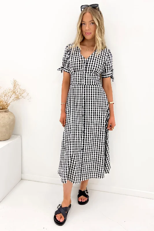 Jessa Midi Dress Black Gingham