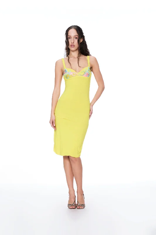 LA PERLA YELLOW MIDI DRESS